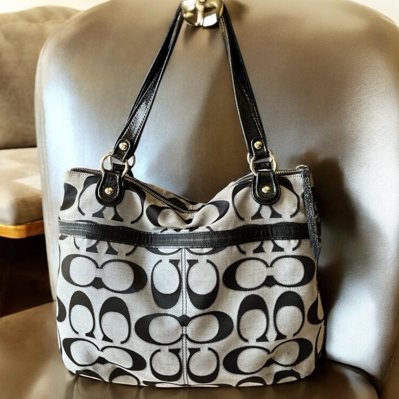Large Coach Black and Gray & Silver Women's Bag - Picture 1 of 8
